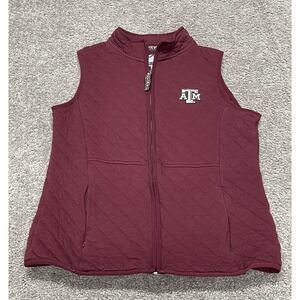 Texas A&M Full Zip Quilted Vest Maroon Women's Large Summit Collection